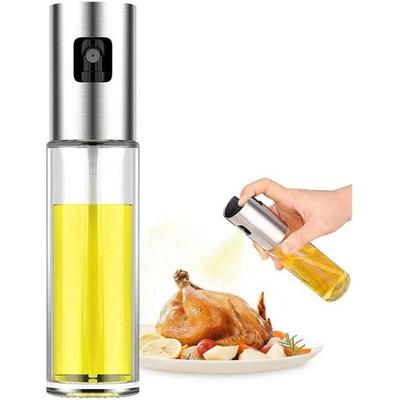 Oil Spray Bottle Stainless Steel Clear Glass