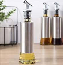 Steel Case Nozzle Glass Oil Bottle 300ml